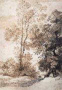 Landscape with trees and deer,after Claude july 1825, John Constable